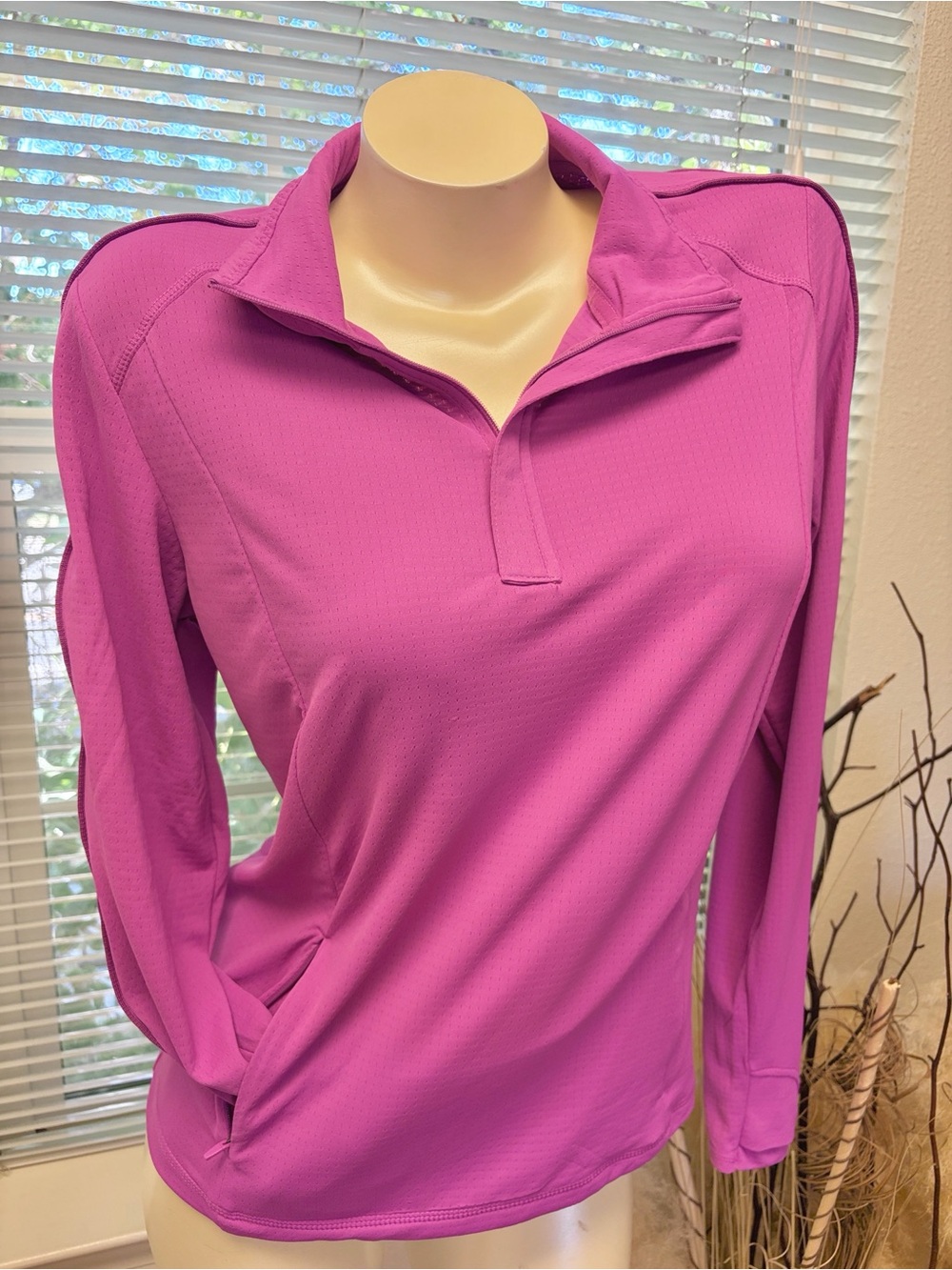 Mondetta Women's Long-Sleeve Quarter-Zip Top in Magenta
